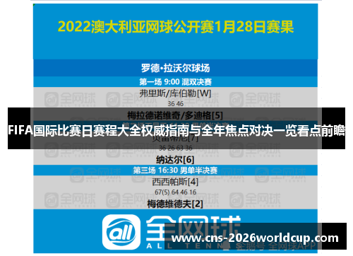 FIFA国际比赛日赛程大全权威指南与全年焦点对决一览看点前瞻