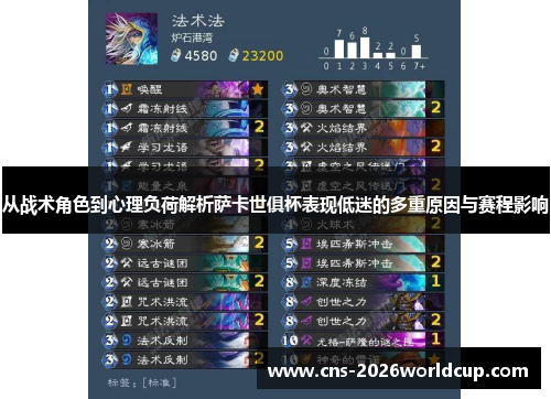 从战术角色到心理负荷解析萨卡世俱杯表现低迷的多重原因与赛程影响 从战术角色到心理负荷解析萨卡世俱杯表现低迷的多重原因与赛程影响